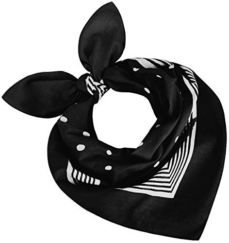 Tobeni 000803 Damen Herren Nickituch Kopftuch Bandana Halstuch Punkte Baumwolle Unisex Farbe Schwarz Grösse 55 cm x 55 cm von Tobeni