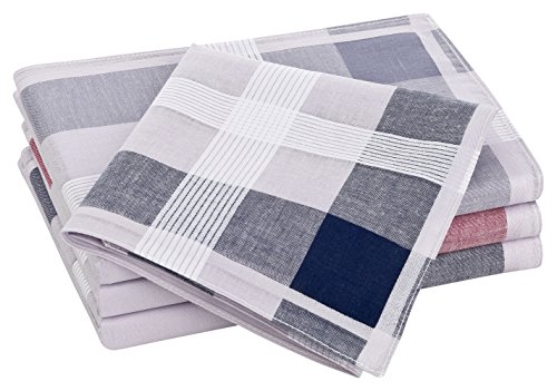 Tobeni 12 Stück Herren Stoff Taschentücher Herrentaschentücher Stofftaschentücher 100% Baumwolle-Satin Farbe Design 57 Grösse 41 cm x 41 cm von Tobeni