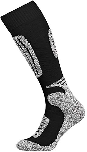 Tobeni 2 Paar Damen Herren Skisocken Funktionssocken Snowboardsocken Winter-Socken Unisex Farbe Schwarz-Grau Grösse 47-50 von Tobeni