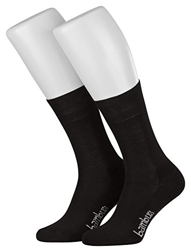 Tobeni 3 Paar Damen Herren Bambus Socken Frotteesohle ohne Gummi Unisex Farbe Schwarz Grösse 39-42 von Tobeni