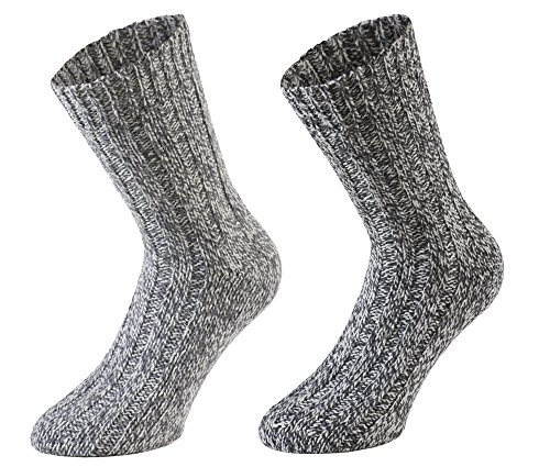 Tobeni 4 Paar warme Damen Herren Norweger Socken Wintersocken Schafwollsocken vorgewaschen Unisex Farbe Grau-Töne Grösse 47-50 von Tobeni