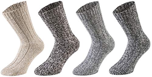 Tobeni 4 Paar warme Damen Herren Norweger Socken Wintersocken Schafwollsocken vorgewaschen Unisex Farbe Mehrfarbig Grösse 35-38 von Tobeni