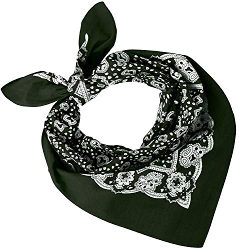 Tobeni 548 Damen Herren Nickituch Kopftuch Bandana Halstuch Baumwolle Unisex Farbe Paisley Grün Grösse 54 cm x 54 cm von Tobeni