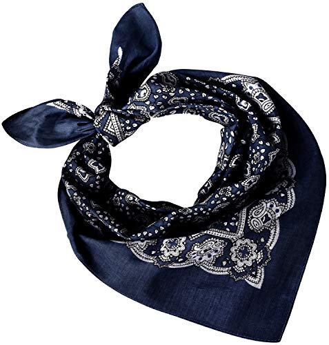 Tobeni 548 Damen Herren Nickituch Kopftuch Bandana Halstuch Baumwolle Unisex Farbe Paisley Marine Grösse 54 cm x 54 cm von Tobeni