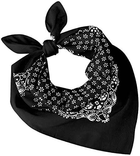 Tobeni 548 Damen Herren Nickituch Kopftuch Bandana Halstuch Baumwolle Unisex Farbe Sunshine Schwarz Grösse 54 cm x 54 cm von Tobeni