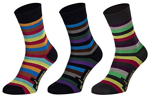 Tobeni 6 Paar Bambussocken ohne Gummi Unisex Bambus Business-Socken für Damen und Herren Farbe Fröhliche Farben Grösse 35-38 von Tobeni