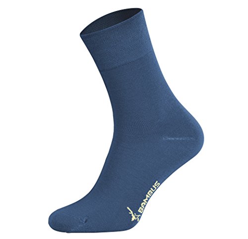 Tobeni 6 Paar Bambussocken ohne Gummi Unisex Bambus Business-Socken für Damen und Herren Farbe Jeans Grösse 35-38 von Tobeni