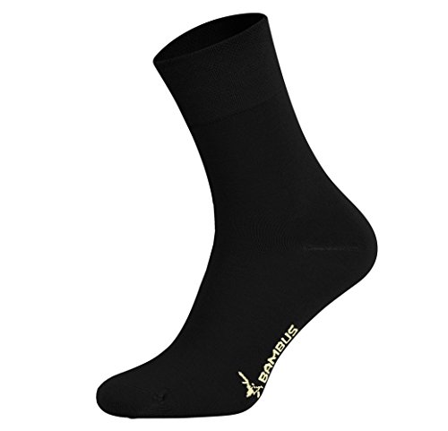 Tobeni 6 Paar Bambussocken ohne Gummi Unisex Bambus Business-Socken für Damen und Herren Farbe Schwarz Grösse 50-52 von Tobeni