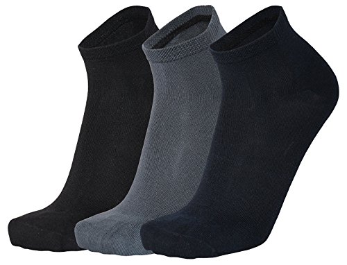 Tobeni 6 Paar Damen Herren Bambussocken Kurz Bambus Quarter Socken Unisex Farbe 2x Anthrazit 2x Marine 2x Schwarz Grösse 43-46 von Tobeni