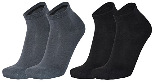 Tobeni 6 Paar Damen Herren Bambussocken Kurz Bambus Quarter Socken Unisex Farbe 3x Anthrazit 3x Schwarz Grösse 35-38 von Tobeni