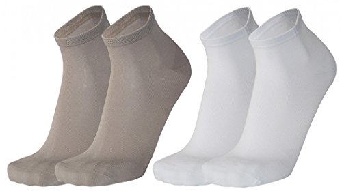 Tobeni 6 Paar Damen Herren Bambussocken Kurz Bambus Quarter Socken Unisex Farbe 3x Beige 3x Weiss Grösse 47-50 von Tobeni