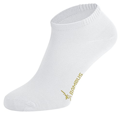 Tobeni 6 Paar Damen Herren Sneakersocken Bambus-Socken Unisex Anti-Schweiss Füsslinge für Fitness Arbeit und Freizeit Farbe Weiss Grösse 35-38 von Tobeni