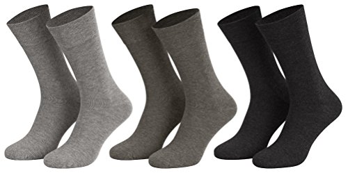 Tobeni 6 Paar Herren Baumwollsocken Komfortbund Socken ohne Gummi Businesssocken Farbe Silber Grösse 43-46 von Tobeni