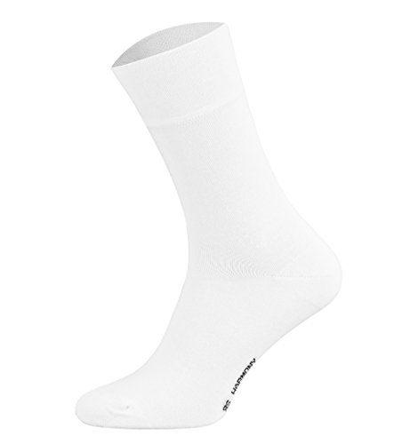 Tobeni 6 Paar Herren Baumwollsocken Komfortbund Socken ohne Gummi Businesssocken Farbe Weiss Grösse 39-42 von Tobeni