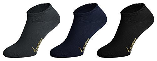 Tobeni 6 Paar Damen Herren Sneakersocken Bambus-Socken Unisex Anti-Schweiss Füsslinge für Arbeit und Freizeit 2x Anthrazit 2x Marine 2x Schwarz 43-46 von Tobeni