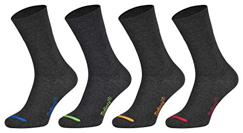 Tobeni 8 Paar Damen Herren Baumwollsocken Komfortbund ohne Gummi Businesssocken Atmungsaktiv Unisex Farbe Anthrazit farbige Spitze Grösse 39-42 von Tobeni