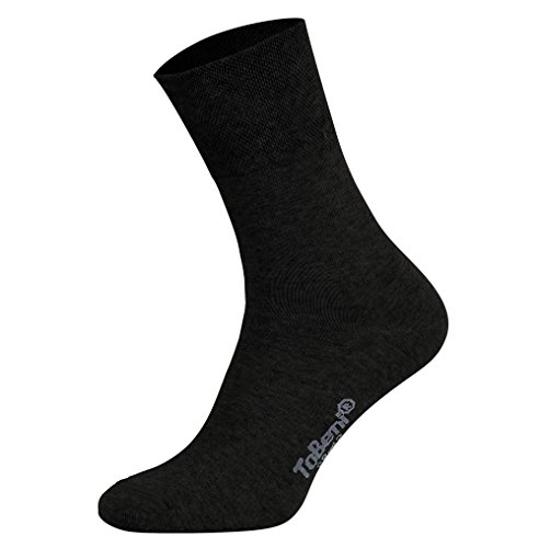 Tobeni 8 Paar Damen Herren Baumwollsocken Komfortbund ohne Gummi Businesssocken Atmungsaktiv Unisex Farbe Schwarz Grösse 47-50 von Tobeni