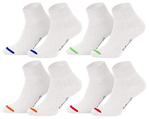 Tobeni 8 Paar Damen Herren Kurzsocken Quarter Socks Unisex Socken Kurz ohne Gummi Farbe Weiss farbige Spitze Grösse 47-50 von Tobeni