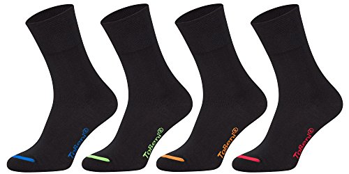 Tobeni 8 Paar Damen Herren Baumwollsocken Komfortbund ohne Gummi Businesssocken Atmungsaktiv Unisex Farbe Schwarz farbige Spitze Grösse 35-38 von Tobeni