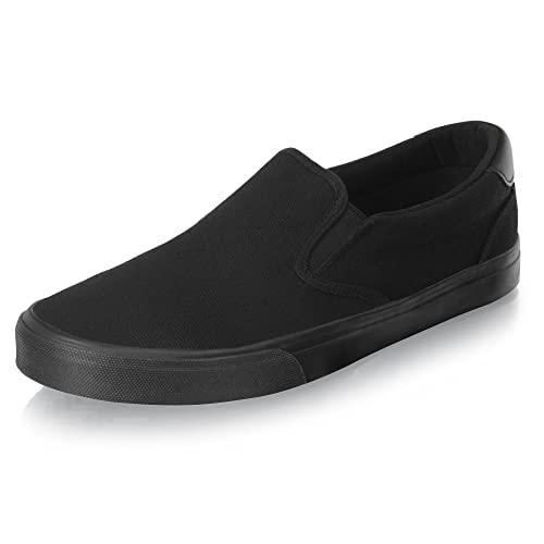 Herren Schwarz Canvas Sneaker Low Top Klassische Mode Schuhe mit Weiche Einlegesohle Causal Kleid Schuhe für Herren Bequeme Wanderschuhe, Schwarz ohne Schnürsenkel, 41.5 EU von Tober