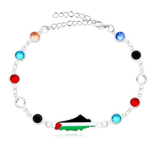 Tobestu, Palästina Flagge Freundschaft Perlenarmband, Gaza Protest Frieden Hoffnung Schmuck， Ethnisch Multikulturell Aktivist Armband, Boho Festlich Unterstützung Armband von Tobestu