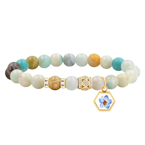 Tobestu Amazonit-Glaubensarmband mit Senfkorn-Anhänger – Handgemachter christlicher Perlenarmband YS5485 von Tobestu