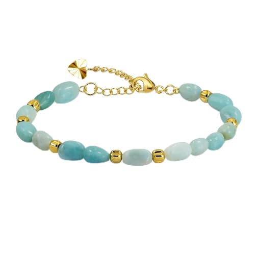 Tobestu Amazonit Perlenarmband mit Kürbis-Perlen - Boho Naturstein Schmuck für Sommer und Alltag YA5871 von Tobestu