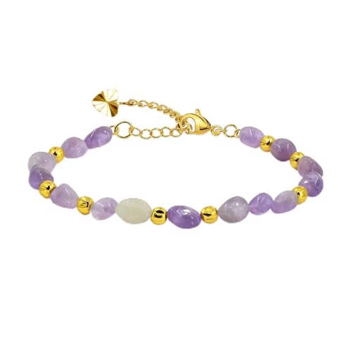 Tobestu Amethyst Unregelmäßiges Perlenarmband - Boho-Chic Handmade Design für den täglichen Lagen-Look YA5871 von Tobestu