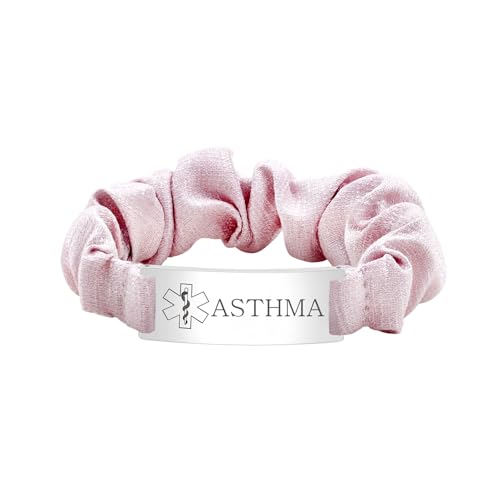 Tobestu Asthma Medizinisches Armband - Staubige Rosa Organza Gesundheitsalarm Armbänder für Frauen - Personalisierte Notfall Gesundheitszustand ID Schmuck - YA5426 von Tobestu
