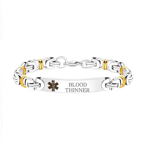Tobestu Blutverdünner Medizinisches Armband – Edelstahl Notfall-Alarm Schmuck für den täglichen Gebrauch YA4780 von Tobestu