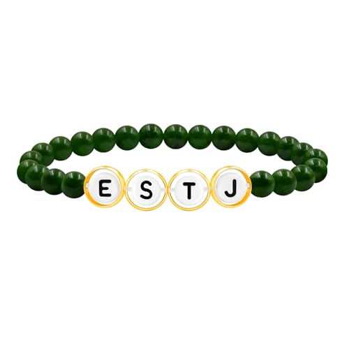 Tobestu Dunkelgrün ESTJ Perlenarmband - Chalcedon-Achat-Schmuck - Stimmungstyp-Accessoire - YA5886 von Tobestu