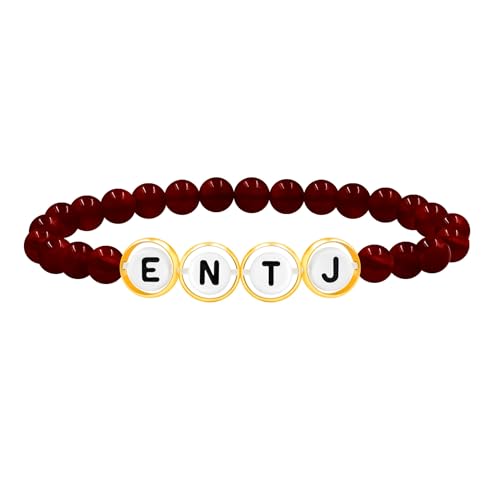 Tobestu Dunkelrot ENTJ Perlenarmband - Naturstein Chalcedon-Achat - Emotionaler Typ Accessoire - YA5886 von Tobestu