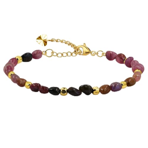 Tobestu Farbige Turmalin-Perlenarmband mit Mini-Kürbis-Perlen - Bohemian Schmuck für Freizeit- oder Festivallook YA5871 von Tobestu