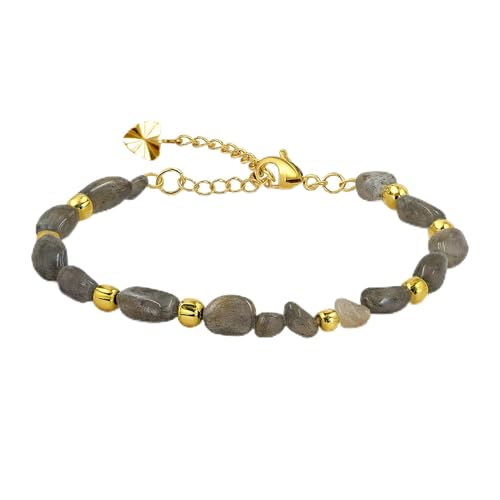 Tobestu Graues Achat-Armband mit Kürbis-Perlen - Stapelbares Vergoldetes Minimalistisches Schmuckstück für Freizeitoutfits YA5871 von Tobestu