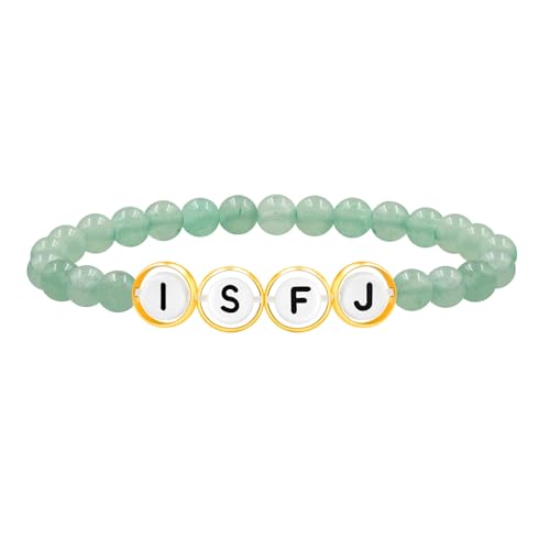 Tobestu Hellgrün ISFJ Perlenarmband - Chalcedon-Perlen - Persönlichkeits-Typ Herren Emotionales Stimmungsarmband YA5886 von Tobestu