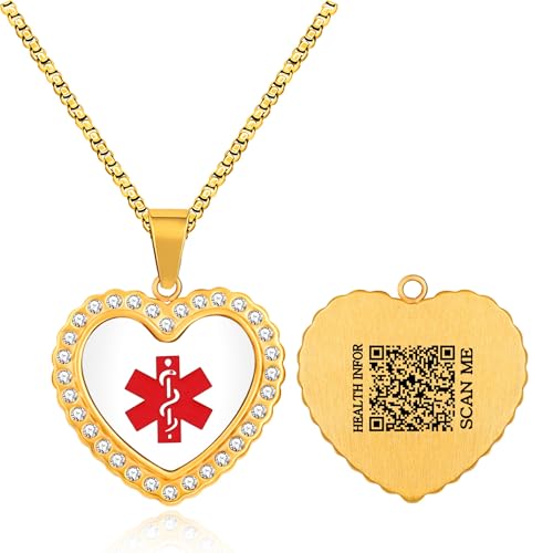 Tobestu Individuelle QR-Code Medizinische Halskette – Goldplattierter gravierter Herzanhänger YA5221 Tobestu Individuelle QR-Code Medizinische Halskette – Goldplattierter gravierter Herzanhänger YA5221 von Tobestu