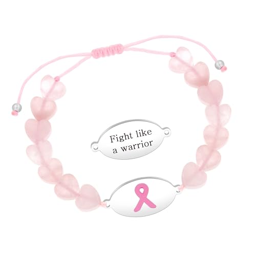 Tobestu Kämpfe Wie Ein Krieger Pink Ribbon Armband - Damen Motivationales Brustkrebs-Bewusstseins Schmuck YA6219 von Tobestu