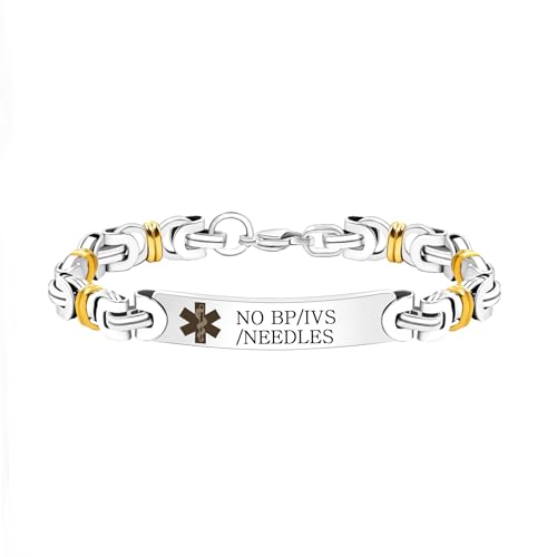 Tobestu Kein Blutdruck/IVS/Nadeln Medizinisches Armband – Damen Leichtes Edelstahl Notfall-ID Schmuck YA4780 von Tobestu