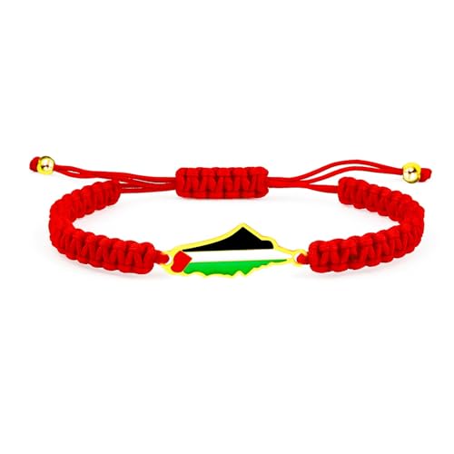 Tobestu Palästina-Armband mit goldbeschichtetem Anhänger – Design mit rotem Nylonseil – Verstellbares und stilvolles Solidaritätsaccessoire – YA5882 von Tobestu