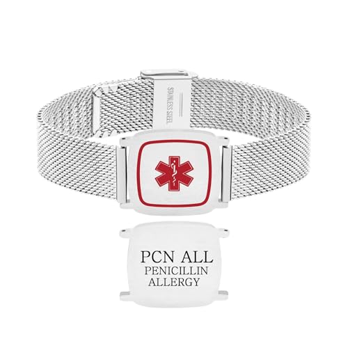 Tobestu Penicillin-Allergie-Medizinarmband - Weißer Notfall-Gesundheitswarnschmuck für Damen - YA6040 von Tobestu
