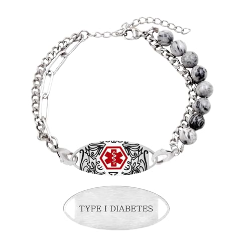 Tobestu Picture Jasper Typ I Diabetes Medizinischer Alarm Armband - Notfall-ID Armband für Frauen mit Rotem Symbol YA5493 Tobestu Picture Jasper Typ I Diabetes Medizinischer Alarm Armband - Notfall-ID Armband für Frauen mit Rotem Symbol YA5493 von Tobestu