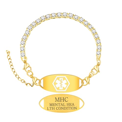 Tobestu Psychische Erkrankung Medizinisches Armband - Kristall Tennis Verstellbarer Damenschmuck YA6003 von Tobestu