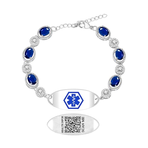 Tobestu QR-Code Medizinisches Armband – Blauer & weißer Zirkonia mit graviertem blauem medizinischen Symbol – Anpassbarer Notfall-ID-Schmuck – YA5732 Tobestu QR-Code Medizinisches Armband – Blauer & weißer Zirkonia mit graviertem blauem medizinischen Symbol – Anpassbarer Notfall-ID-Schmuck – YA5732 von Tobestu