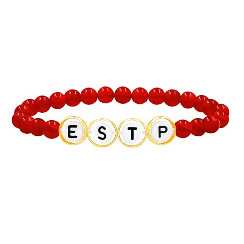 Tobestu Rot ESTP Chalcedon-Achat-Perlenarmband für Herren - Persönlichkeits-Stimmungsenergie-Typ-Accessoire - YA5886 von Tobestu