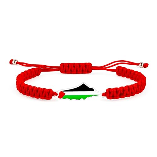 Tobestu Rotes Nylonseil-Armband mit weißem Palästina-Anhänger – Leichtes und bequemes Solidaritätsaccessoire – YA5882 von Tobestu