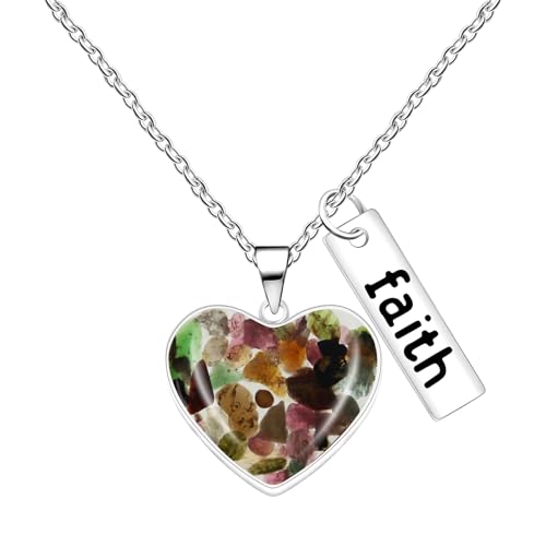Tobestu Turmalin Herz Glaubens Anhänger Halskette - Vintage Stil Senfkorn Christlicher Schmuck YA5507 von Tobestu
