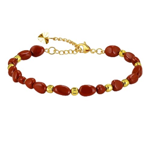 Tobestu Unregelmäßiges Rotes Steinperlenarmband mit Halloween-Kürbis-Perlen - Vintage Verstellbares Boho-Design YA5871 von Tobestu