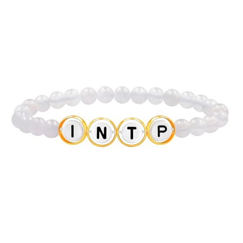 Tobestu Weiß INTP Perlenarmband - Naturachat-Chalcedon - Persönlichkeitsmode-Accessoire YA5886 von Tobestu