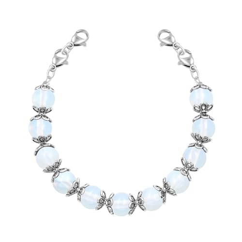 Tobestu Weißer Opalstein Verstellbare Armbänder – Austauschbares DIY-Charm-Armband mit Karabinerverschluss – YA5062 von Tobestu