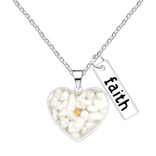Tobestu Weißer Türkis Herz Anhänger Halskette - Inspirierender Senfkorn Christlicher Glaube Schmuck YA5507 von Tobestu